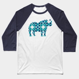 Rhino Silhouette with Pattern Baseball T-Shirt